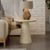 Carrera Travertine Beige Engineered Marble Round Side Table