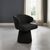 Riya Black Fabric Sculpted Barrel Swivel Dining Chair
