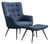 Katelyn Blue Fabric Accent Armchair with Footstool