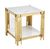 Belini White Sintered Stone and Gold End Table