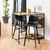 2 x Oregon Black Faux Leather Barstool with Back