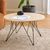Prunus Beige Travertine Effect Round Coffee Table with Black Hairpin Legs