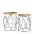 Agra Mango Wood and Metal Round Side Tables - Set of 2