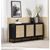 Padstow Black and Rattan 160cm Large Sideboard - 3 Doors