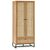 Padstow Oak and Rattan 2 Door 1 Drawer Double Wardrobe