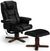 Malmo Black Faux Leather Recliner Chair with Walnut Legs Footstool