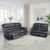 Conrad Black Leather 3+2 Seater Manual Recliner Sofa Set