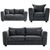 Serena Charcoal Black Fabric 3+2+1 Seater Sofa Set