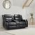 Galaxy Black Faux Leather 2 Seater Electric Recliner Sofa with Console