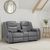 Galaxy Grey Faux Leather 2 Seater Electric Recliner Sofa with Console