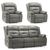 Novie Grey Faux Leather 3+1+1 Seater Manual Recliner Sofa Set