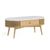 Soho Oak 1 Drawer Slatted Oval Coffee Table - White Marble Top