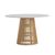 Soho Oak 4 Seater Round Dining Table with Slatted Base - White Marble Top - 120cm