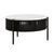 Soho Black 1 Door Slatted Story Round Coffee Table - White Marble Top