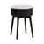 Soho Black 1 Drawer Slatted Round Side Table - White Marble Top