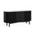 Soho Black 2 Door Slatted Sideboard - White Marble Top - 140cm