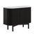 Soho Black 2 Door Slatted Small Sideboard - White Marble Top