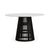 Soho Black 4 Seater Round Dining Table with Slatted Base - White Marble Top - 120cm