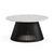 Soho Black Slatted Round Coffee Table - White Marble Top