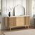 Soho Oak 2 Door Slatted Medium Sideboard with White Marble Top - 140cm