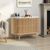 Soho Oak 2 Door Slatted Small Sideboard with White Marble Top - 