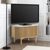 Soho Oak Corner Slatted Storage TV Unit - White Marble Top