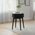 Soho Black 1 Drawer Slatted Round Side Table - White Marble Top