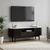 Soho Black 130cm Slatted Small Storage TV Unit - White Marble Top