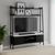 Soho Black 165cm Slatted Ladder Large Storage TV Unit - White Marble Top