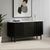 Soho Black 2 Door Slatted Medium Sideboard with White Marble Top - 140cm