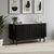 Soho Black 4 Door Slatted Large Sideboard with White Marble Top - 162cm