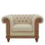Cabra Cream Fabric and Mahogany Wood Chesterfield Armchair