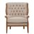 Cabra Cream Fabric and Mahogany Wood Armchair