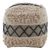 Cefena Black and White Fabric Square Shaggy Pouffe