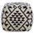 Cefena White and Black Fabric Square Pouffe