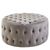 Haley Grey Velvet Fabric Tufted Round Footstool