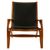 Kendari Black Leather and Teak Wood Lounge Chair