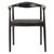Kendari Black Leather and Teak Wood Curved Back Armchair