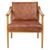 Kendari Brown Leather and Teak Wood Lounge Chair
