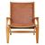 Kendari Brown Leather and Teak Wood Lounge Chair