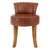 Kendari Brown Leather and Teak Wood Round Chair