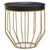 Kensington Townhouse Black Faux Fur and Gold Metal Round Side Table
