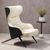 Kiev Ivory Fabric and Black Faux Leather Wing Back Armchair