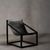 Kendari Black Leather and Teak Wood Cubic Frame Chair
