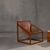 Kendari Brown Leather and Teak Wood Cubic Frame Chair
