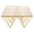 Allure Glass Coffee Table with Gold Spike Triangle Base