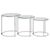 Allure Glass Round Nest of 3 Tables with Silver Base