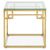 Allure Clear Glass Square Side Table with Brushed Gold Base