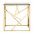 Allure Clear Glass Square End Table with Champagne Gold Geometric Base