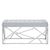 Allure Powder Blue Fabric Hall Bench with Geometric Chrome Base